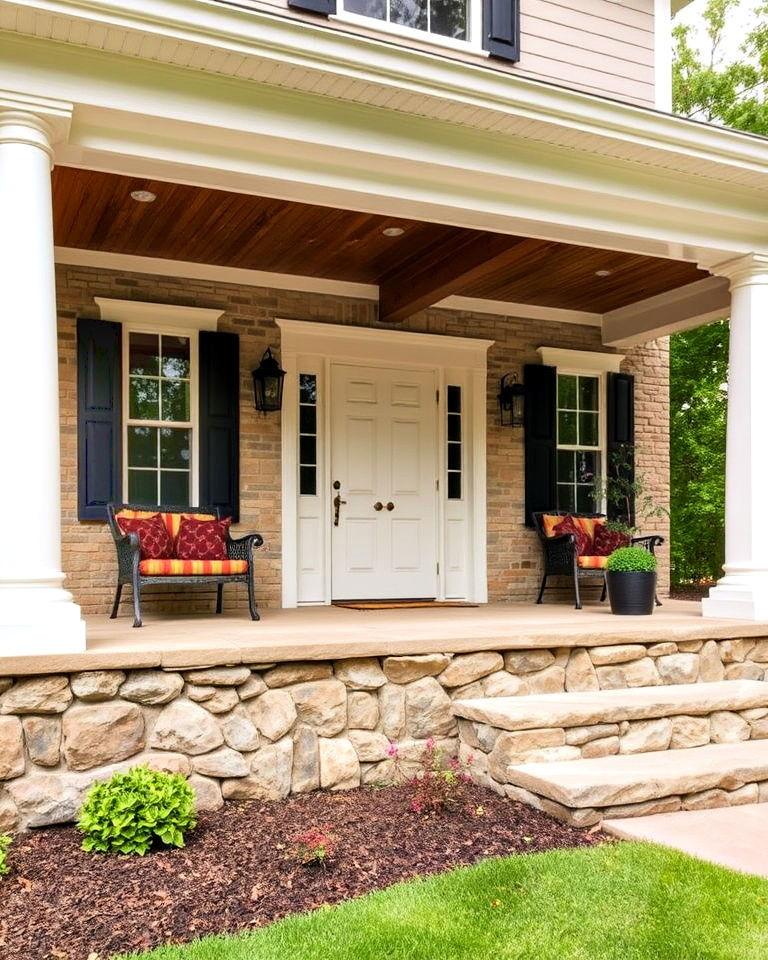 stone foundation for colonial porch