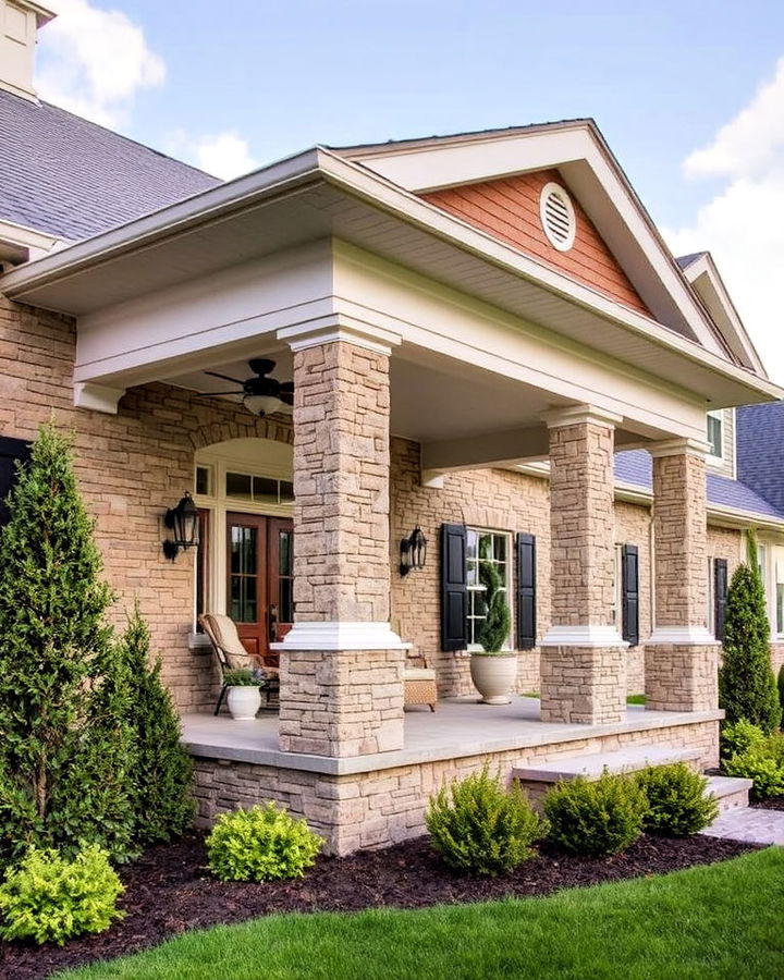 stone veneer columns to elevate your porch