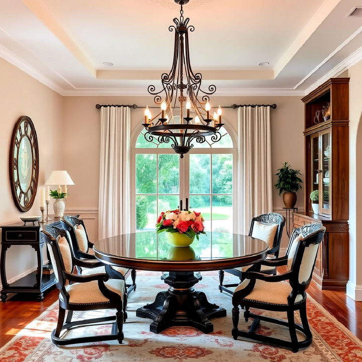 striking ornate wrought iron dining room chandelier