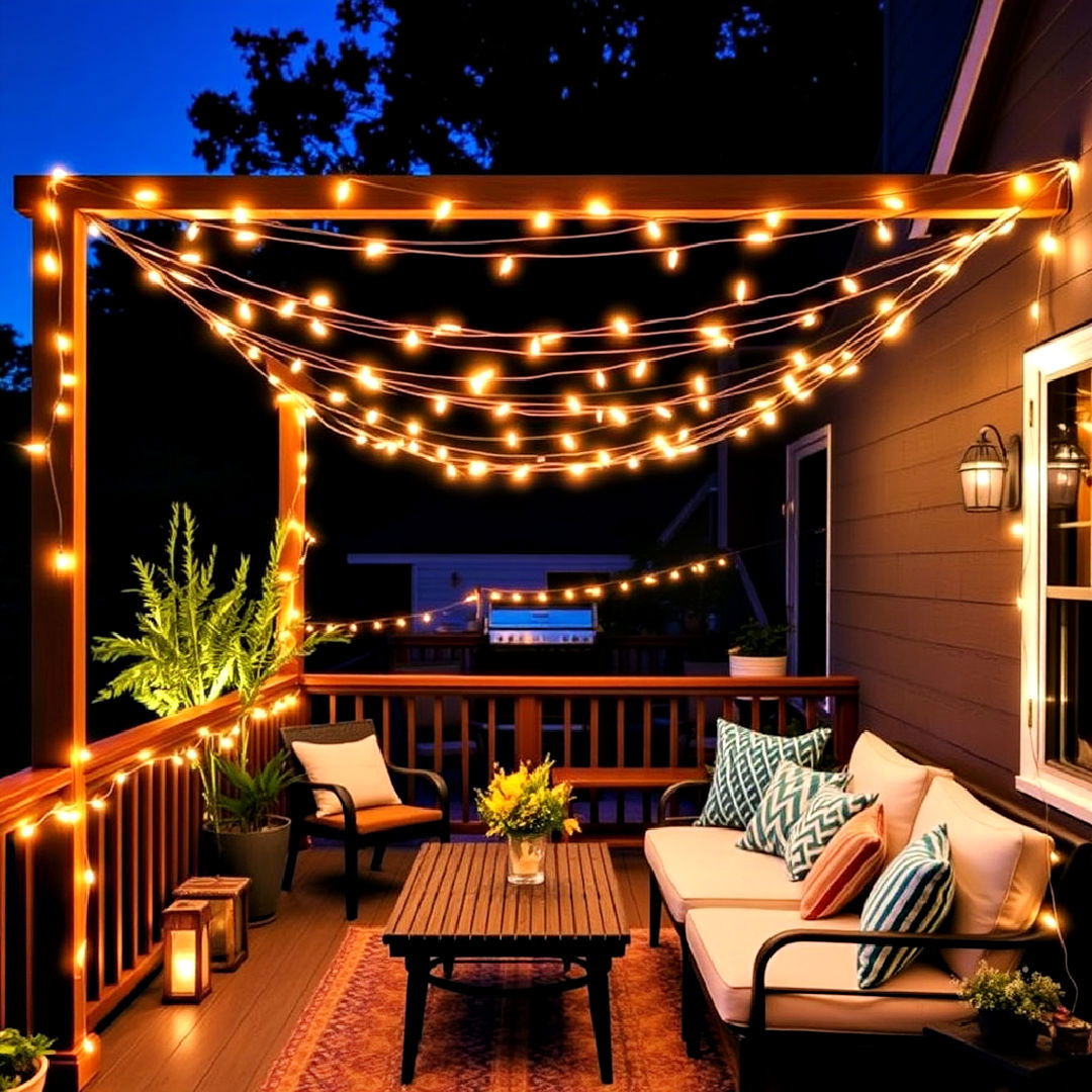 string light canopy for 2nd floor deck