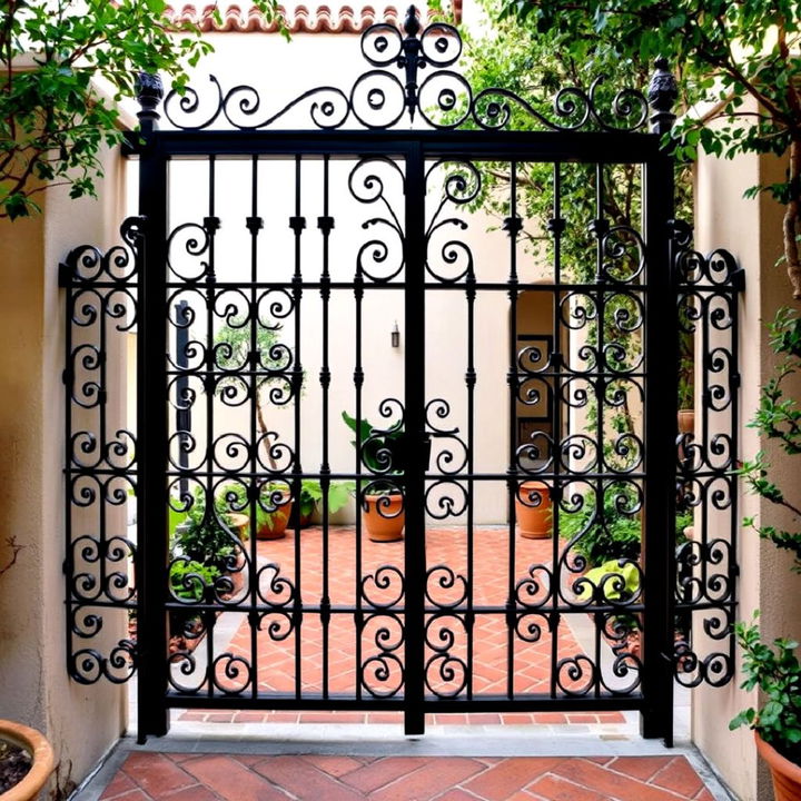 stunning and functional wrought iron courtyard gate