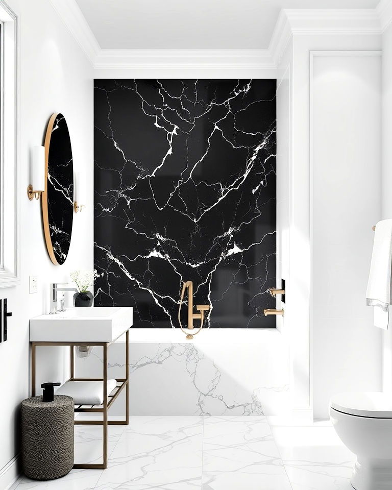 stunning black marble accent wall