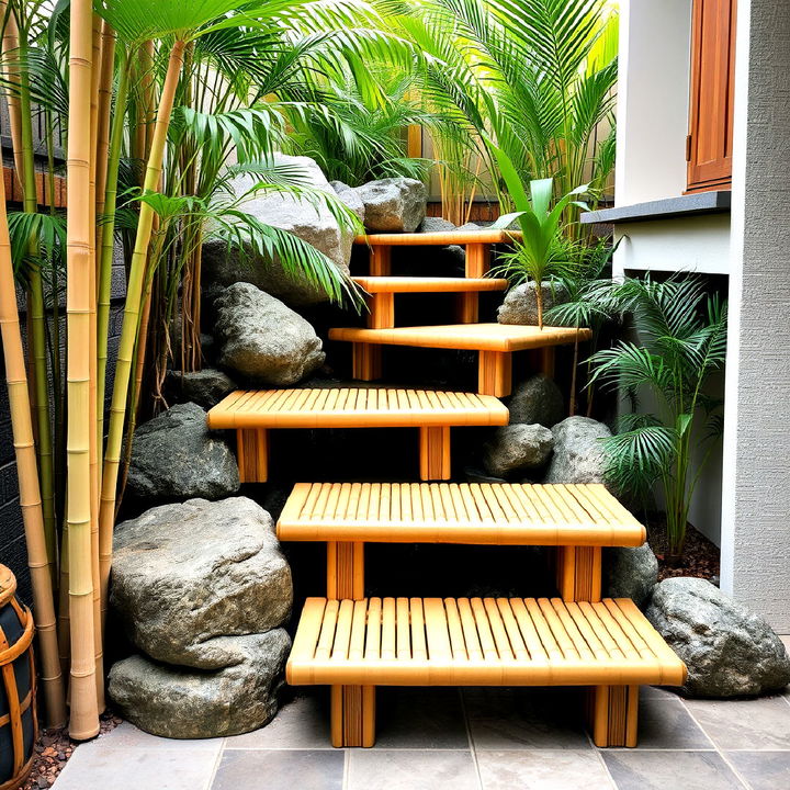 sturdy yet elegant bamboo patio steps