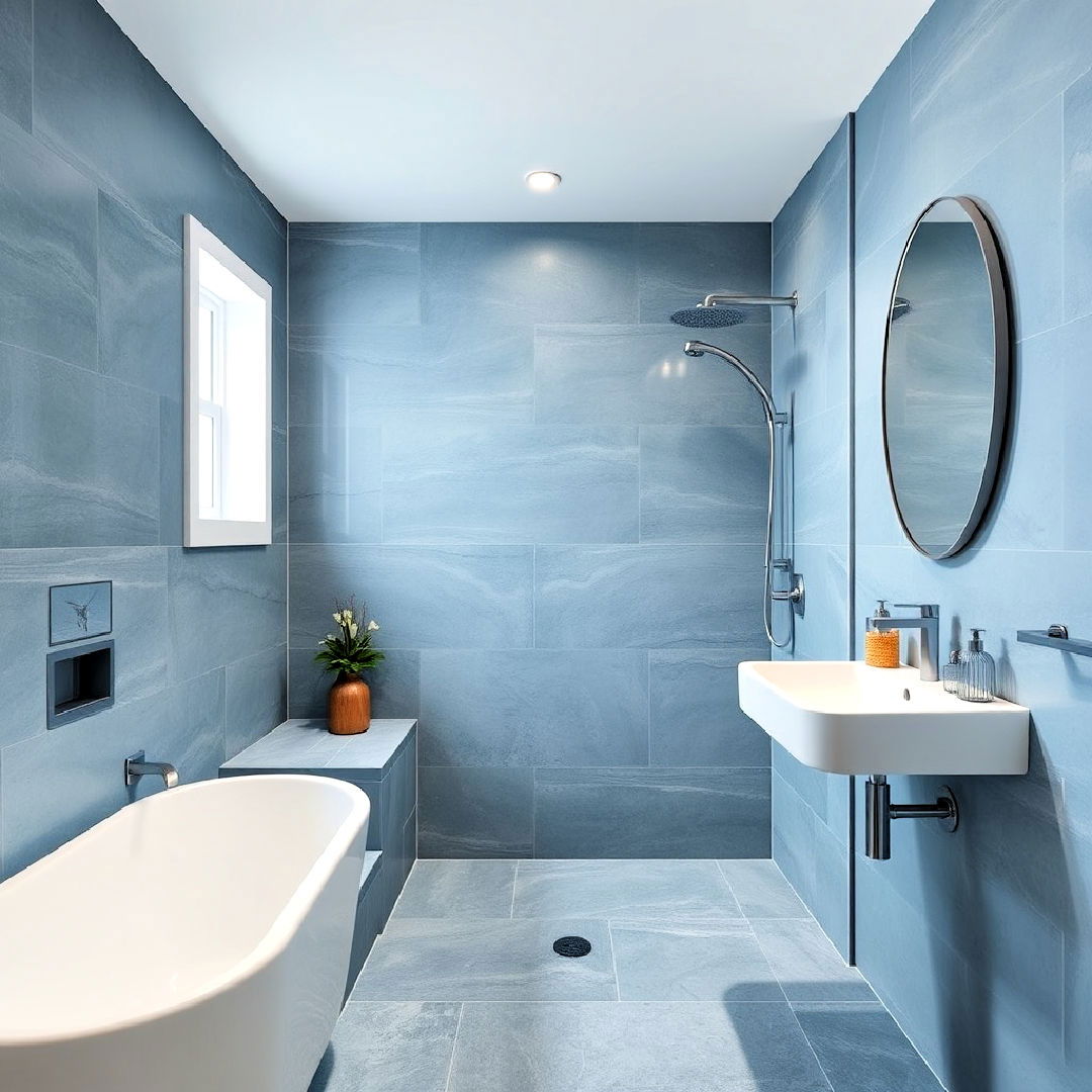 stylish blue stone shower