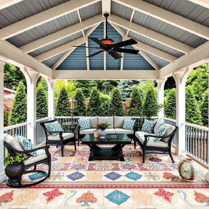 stylish gazebo with decorative floor tiles for a polished look