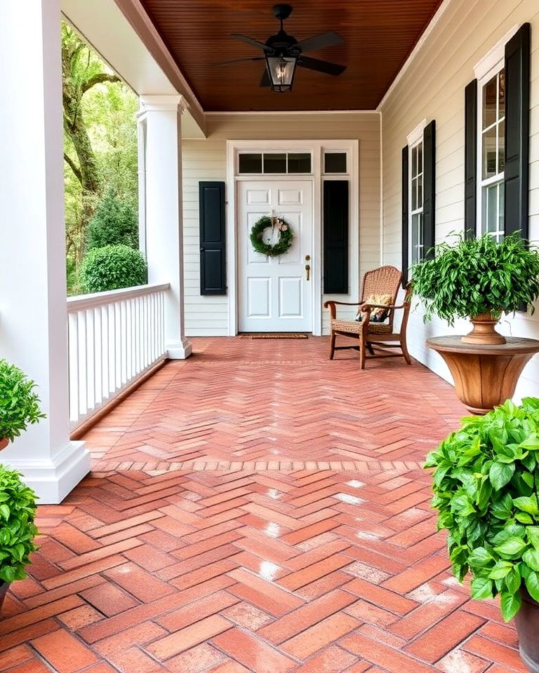 stylish herringbone brick floor