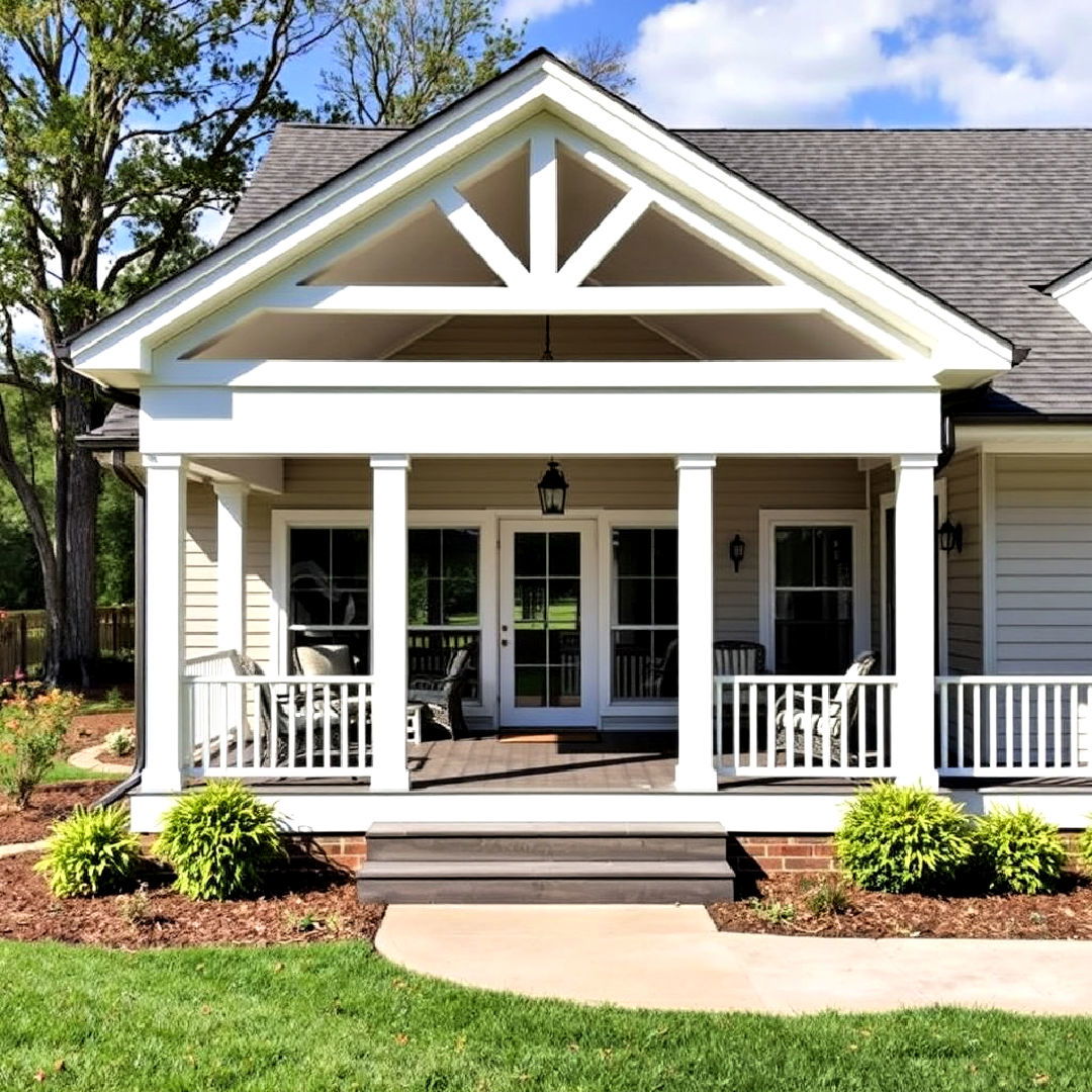 stylish open gable porch with wraparound design