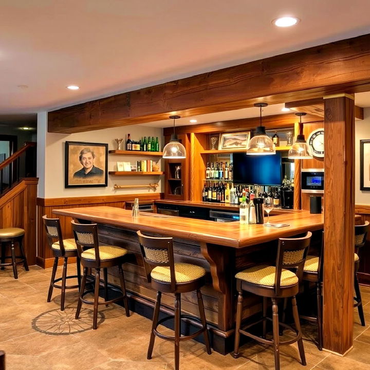 stylish rustic bar for entertaining