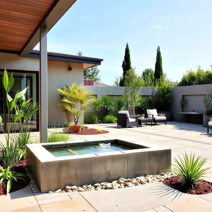 subtle modern patio water elements