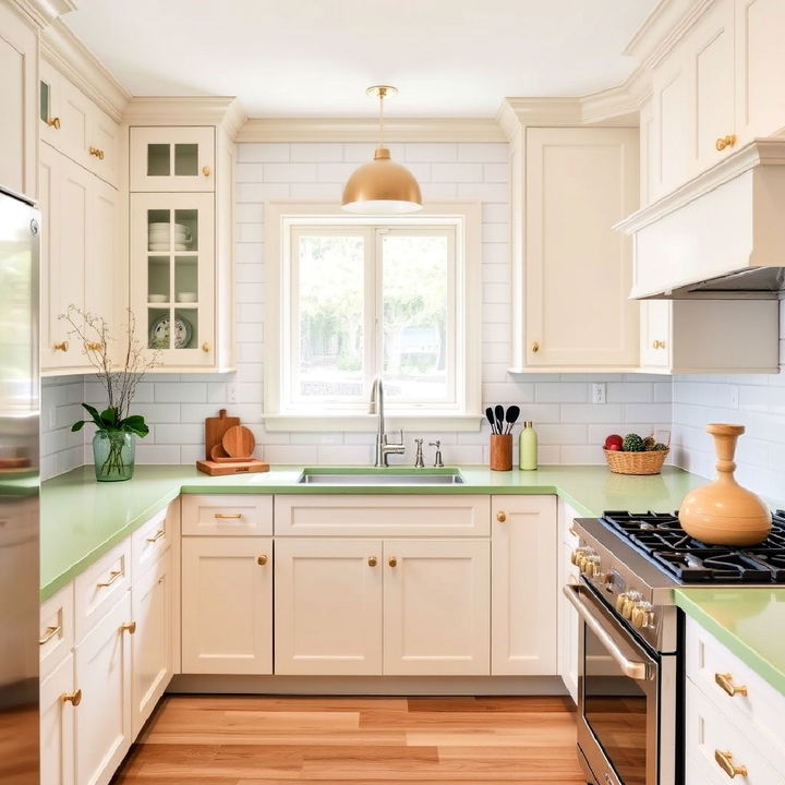 subtle pistachio green countertops for a soft touch