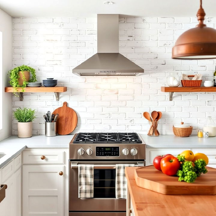 subtle whitewashed brick backsplash