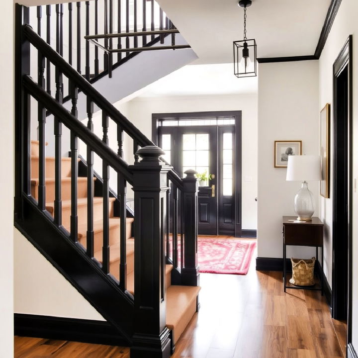 subtle yet stylish black staircase railing