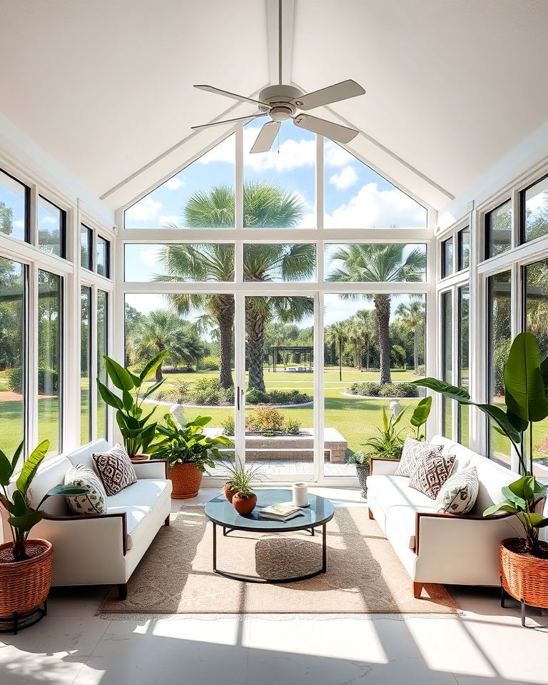 sunroom with floor to ceiling windows