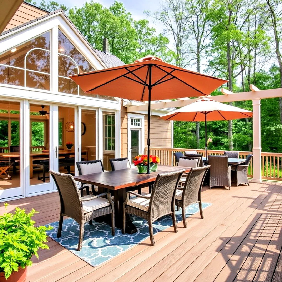 sunroom with outdoor dining area