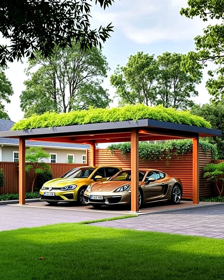 sustainable green roof car porch