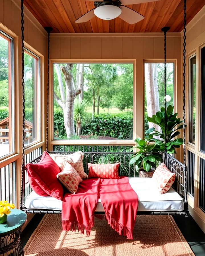 swinging daybed to lounge on the lanai porch