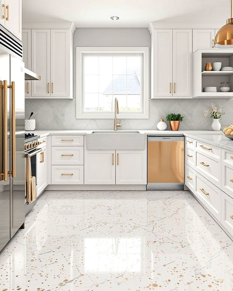 terrazzo floor with metallic accents