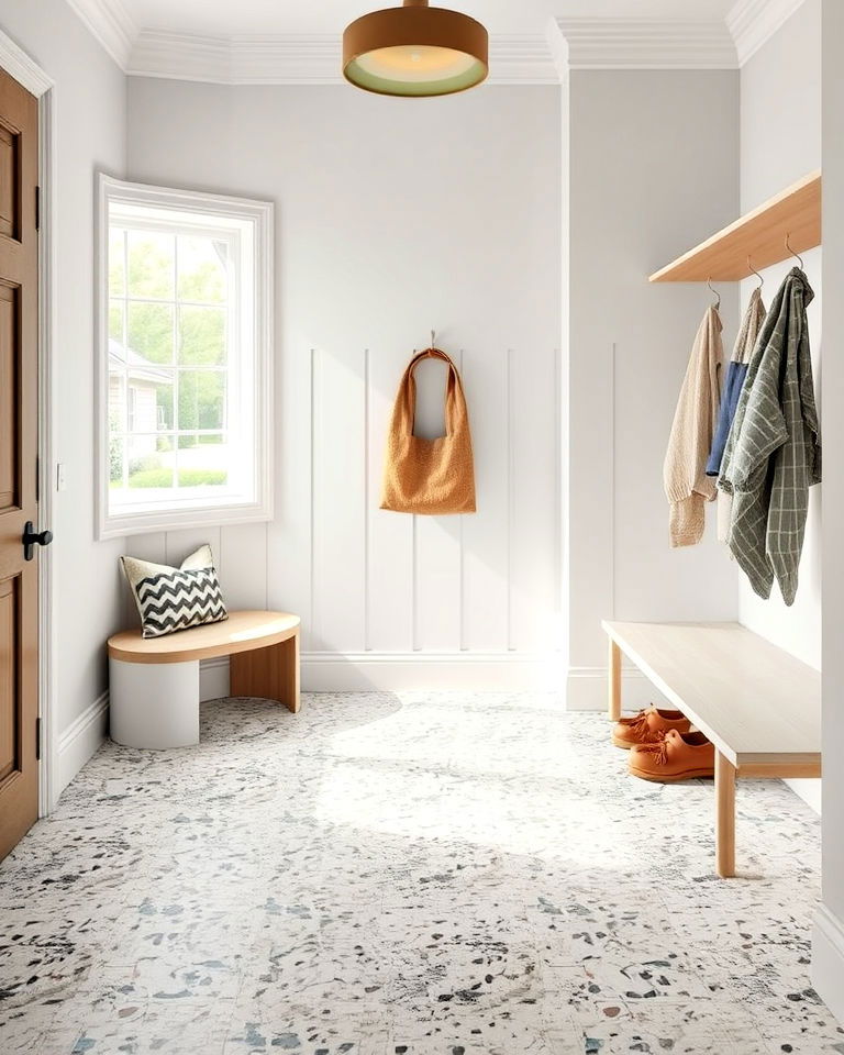 terrazzo tiles floor for mudroom