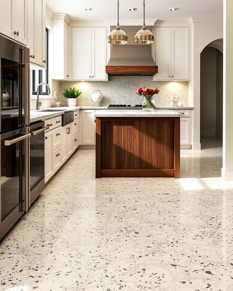 terrazzo with natural stone finish floor