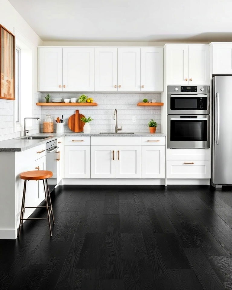 textured black vinyl kitchen floor