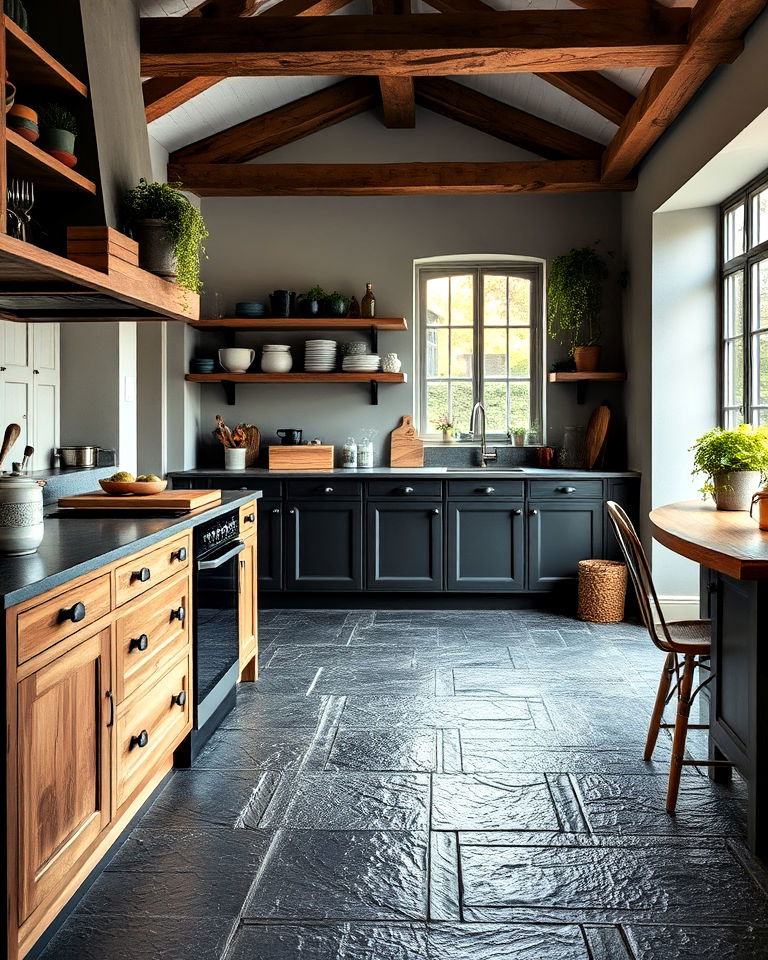 textured slate floor for a rustic outdoor inspired look