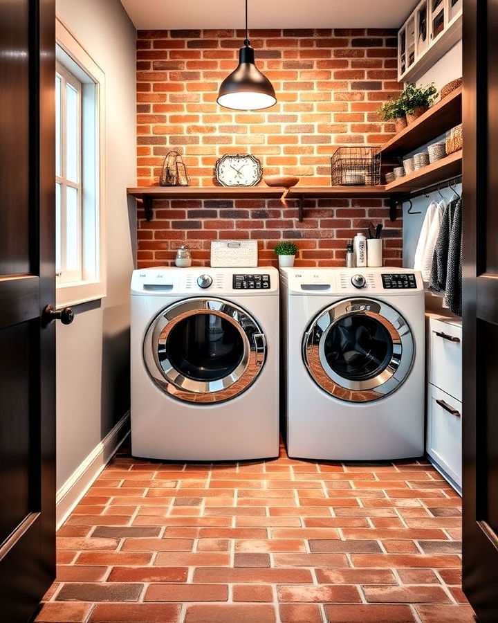 thin brick veneer for a space saving solution laundry room