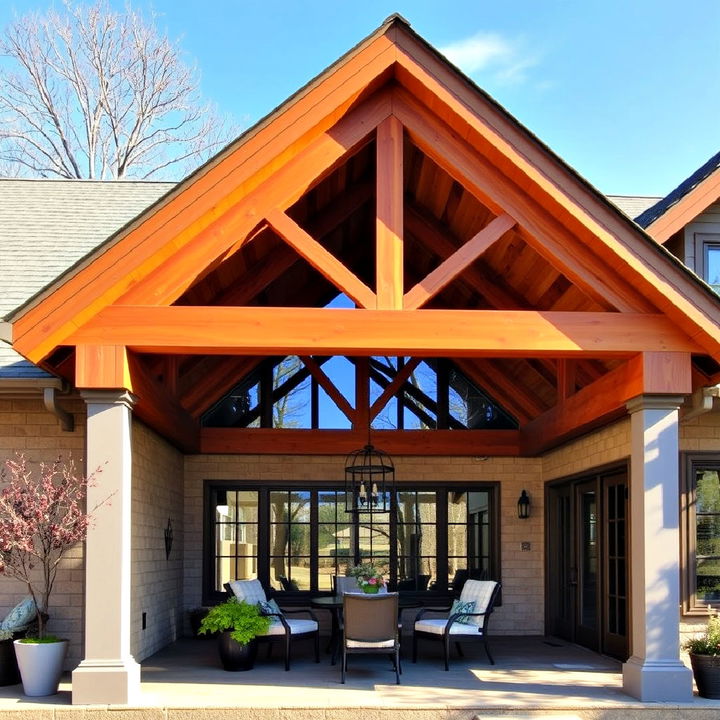 timber frame gable roof for patio