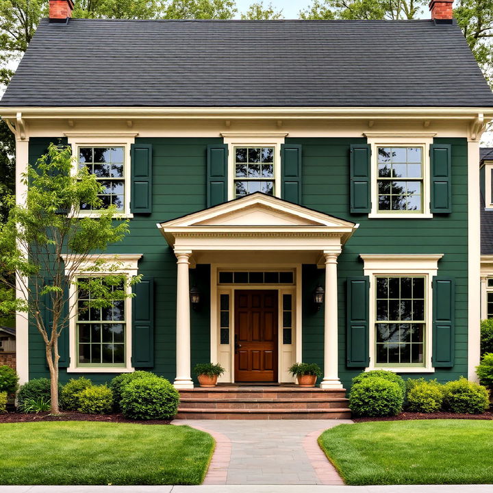 timeless dark green paired with ivory trim