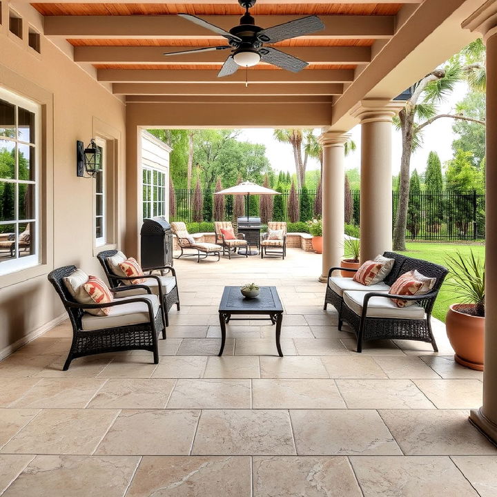 timeless luxury of travertine tiles patio