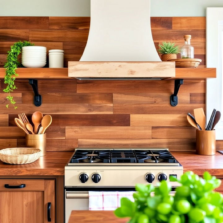 timeless reclaimed timber backsplash