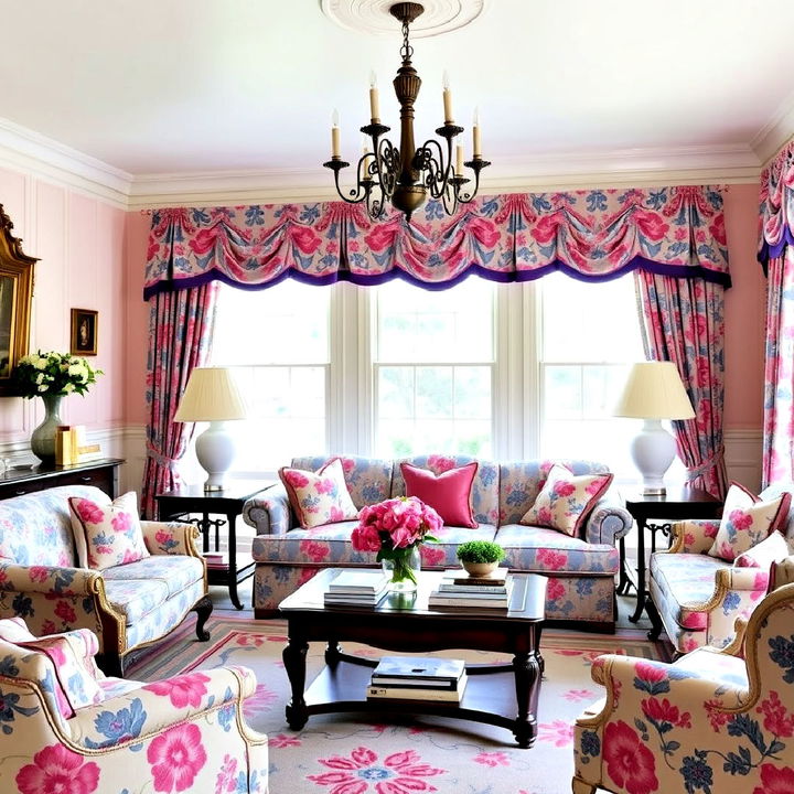 traditional charm using pink and blue floral patterns