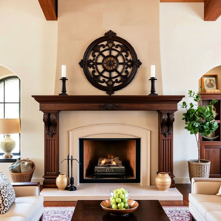 traditional spanish wood mantel