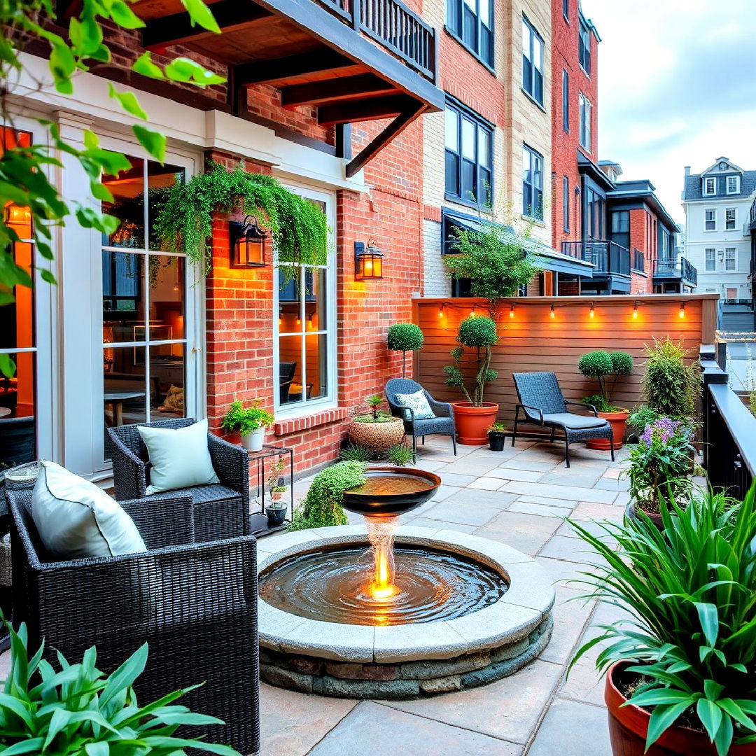 tranquil water feature for townhouse patio