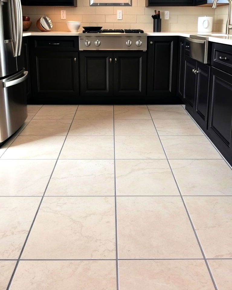 travertine floor with contrasting grout