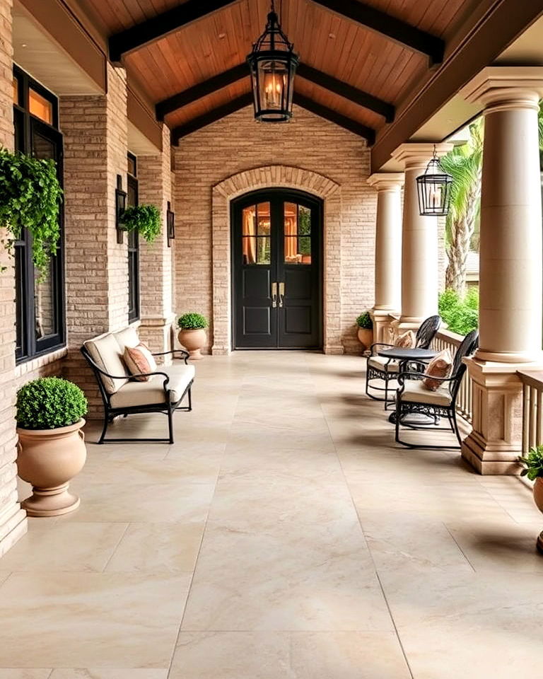 travertine porch tiles for an upscale look