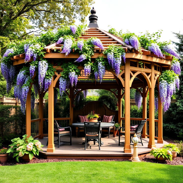 trellis roof gazebo for growing climbing plants