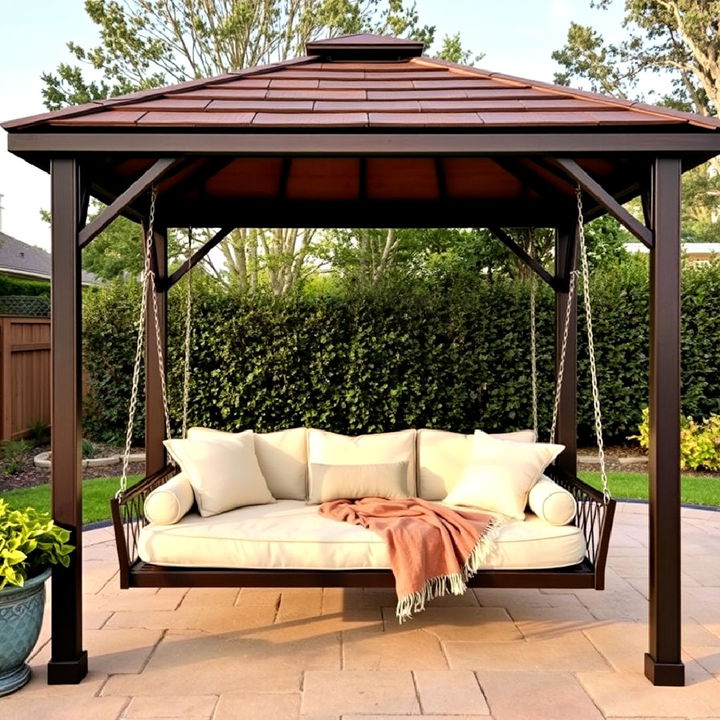 ultimate relaxation gazebo with a swing bed