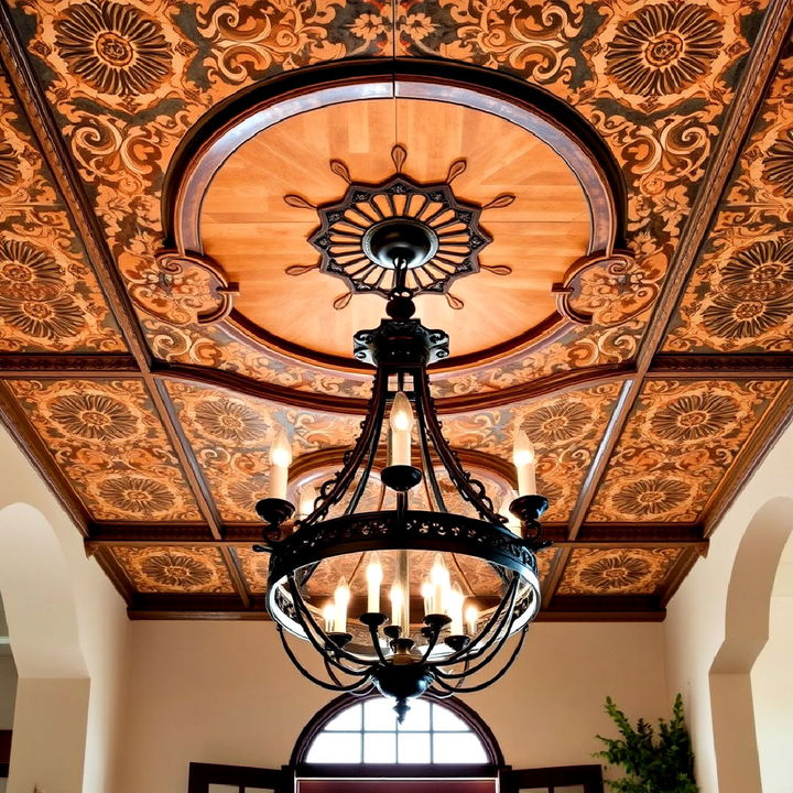 unique and striking spanish style decorative wooden ceiling