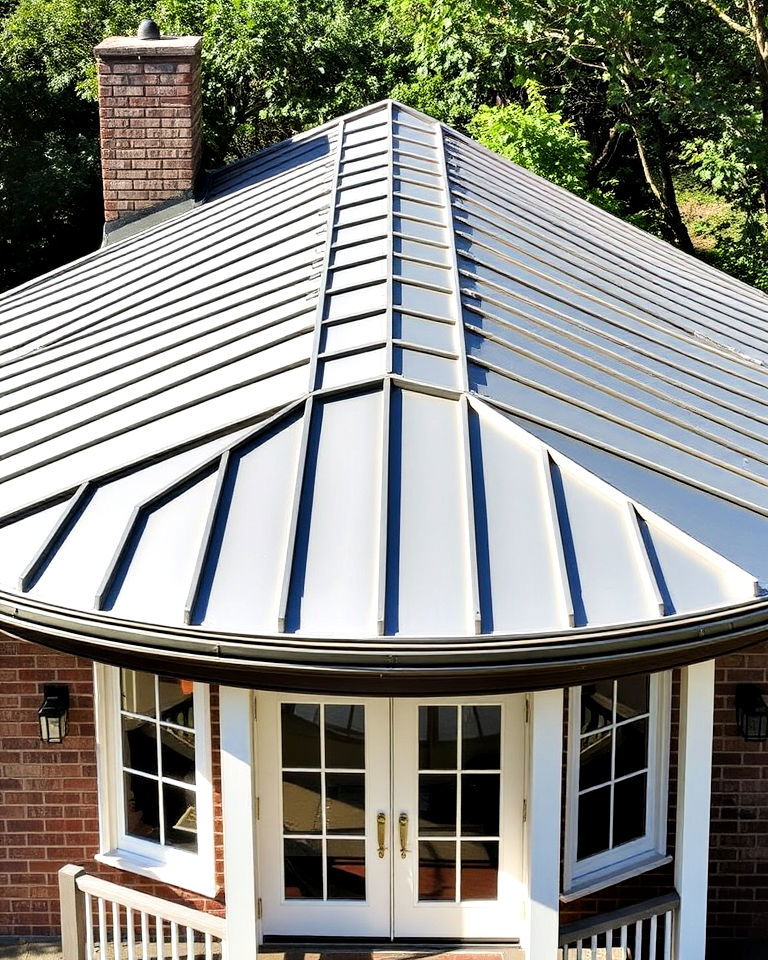 unique curved metal roof porch