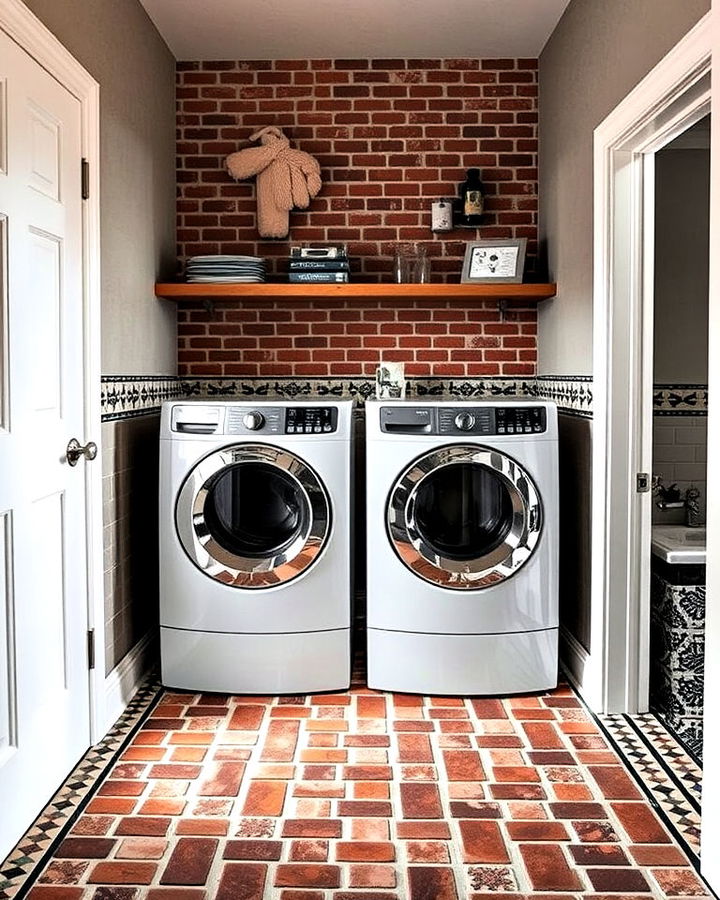 unique patterned brick with mosaic accents