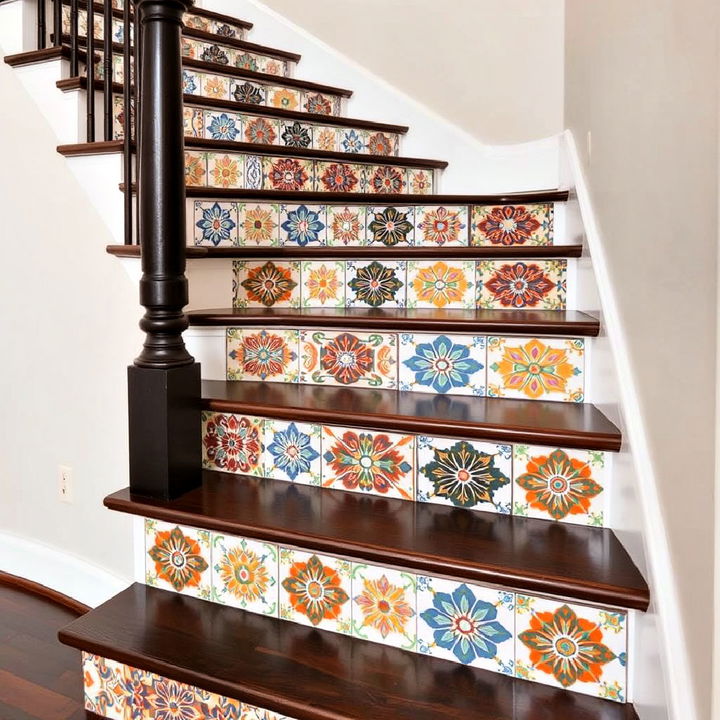 unique tile stair risers for spanish style homes