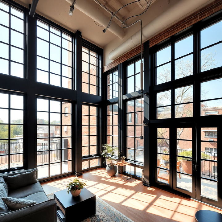 urban house with black framed industrial windows