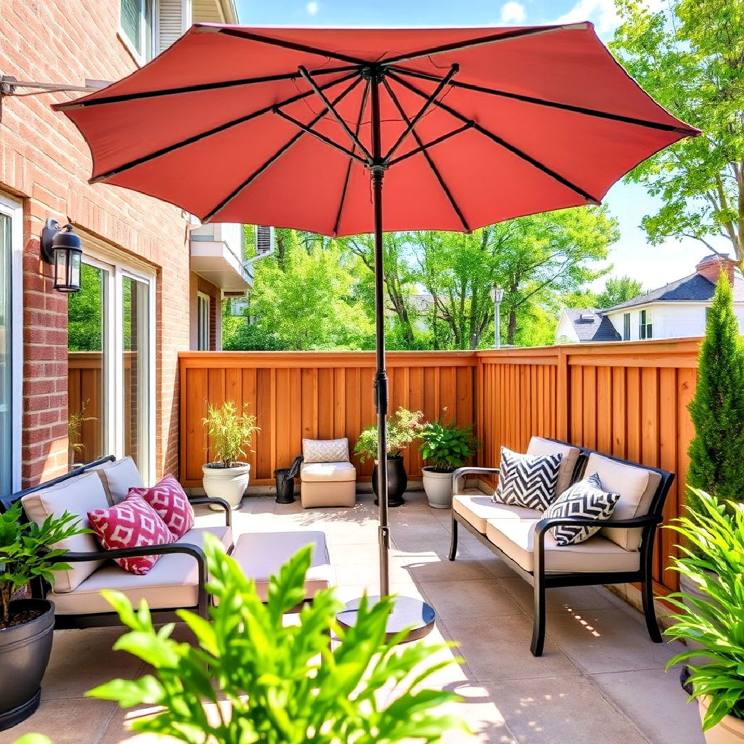 use a folding umbrella for flexible shade