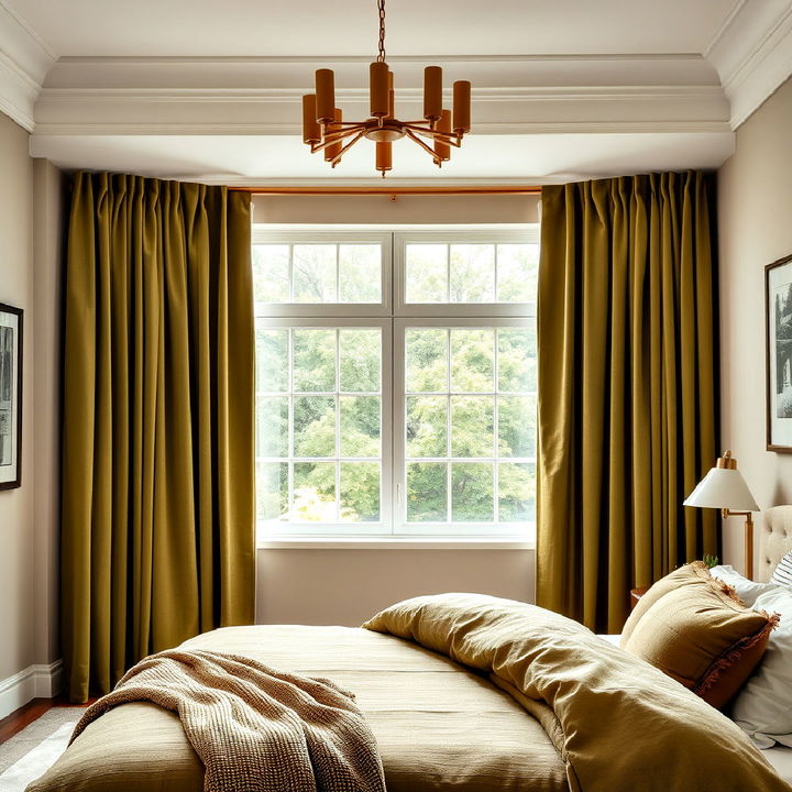 use olive green drapes to frame your windows