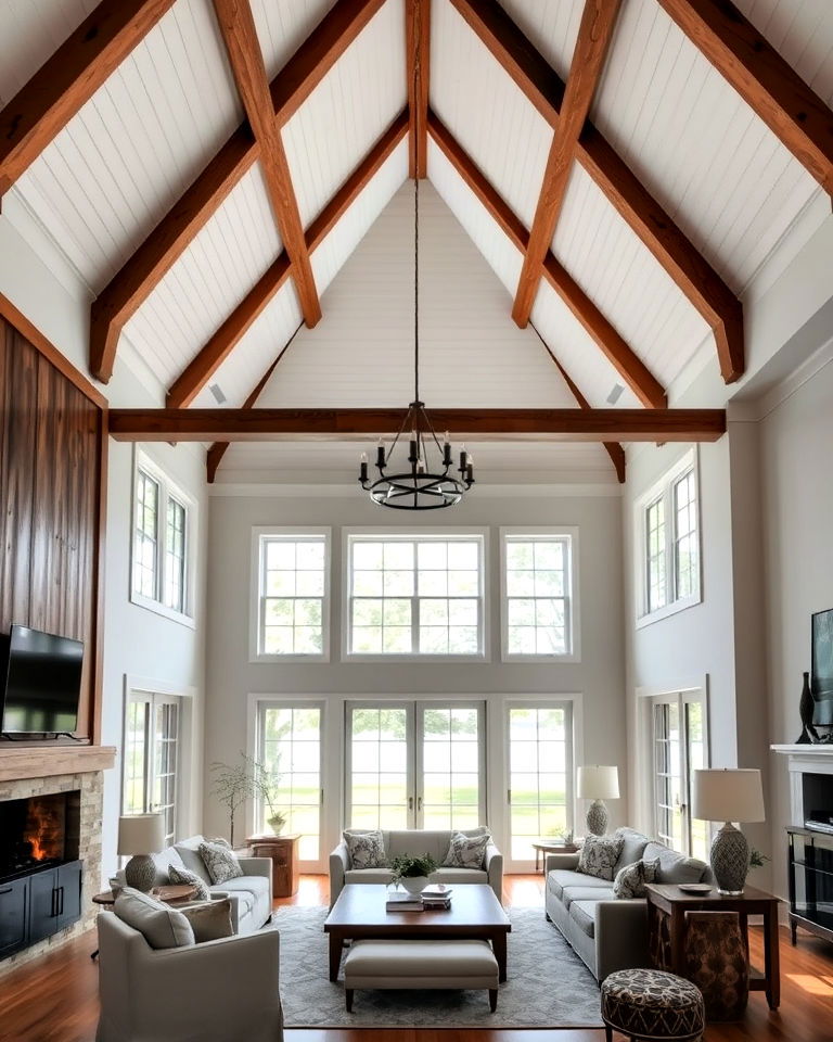 vaulted ceiling for hamptons living room