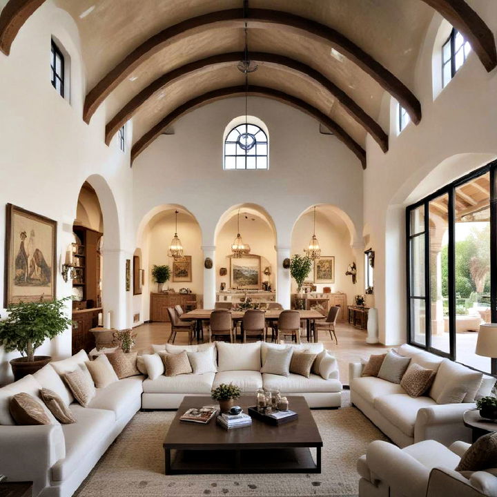 vaulted living room ceiling to create an open feel