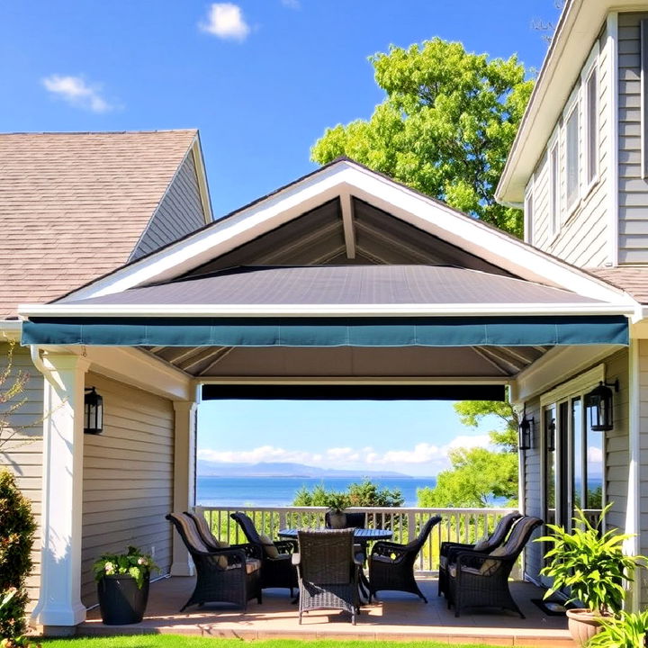 versatile gable roof with retractable awning