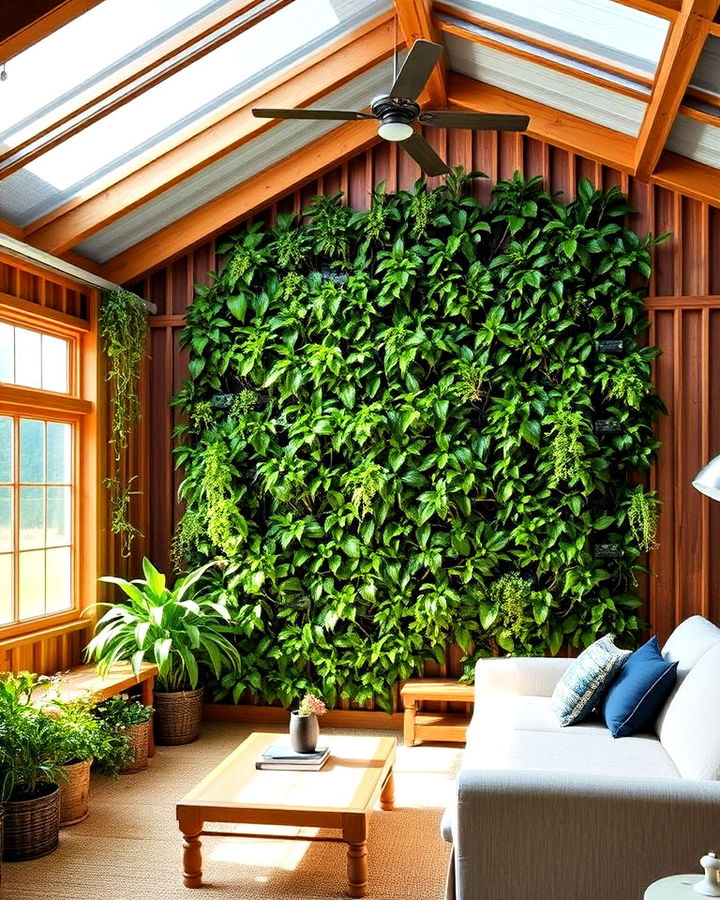 vertical garden wall to enhance pole barn interior