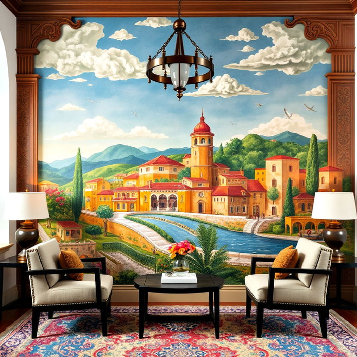 vibrant spanish art wall mural to transform a living space