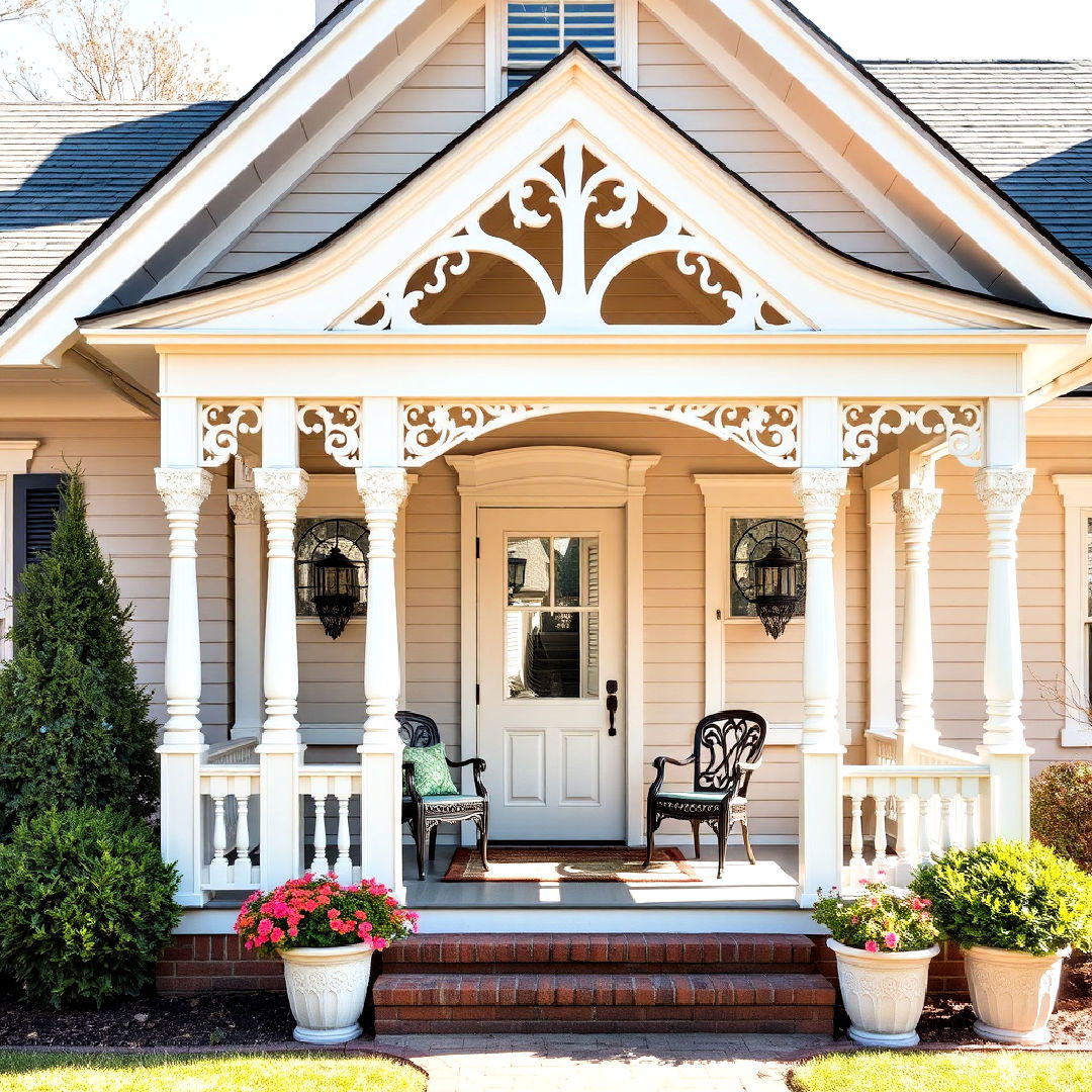 victorian inspired elegant open gable porch